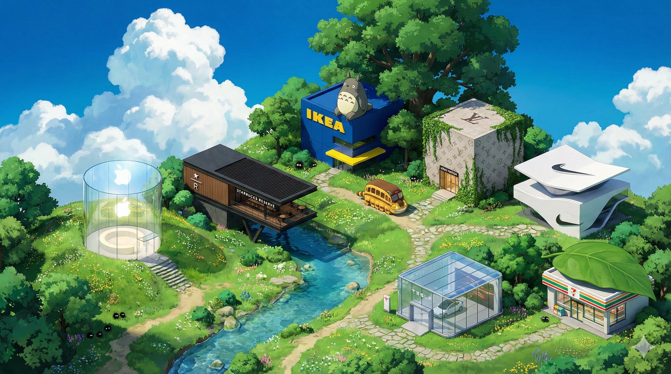 Ghibli isometric scene