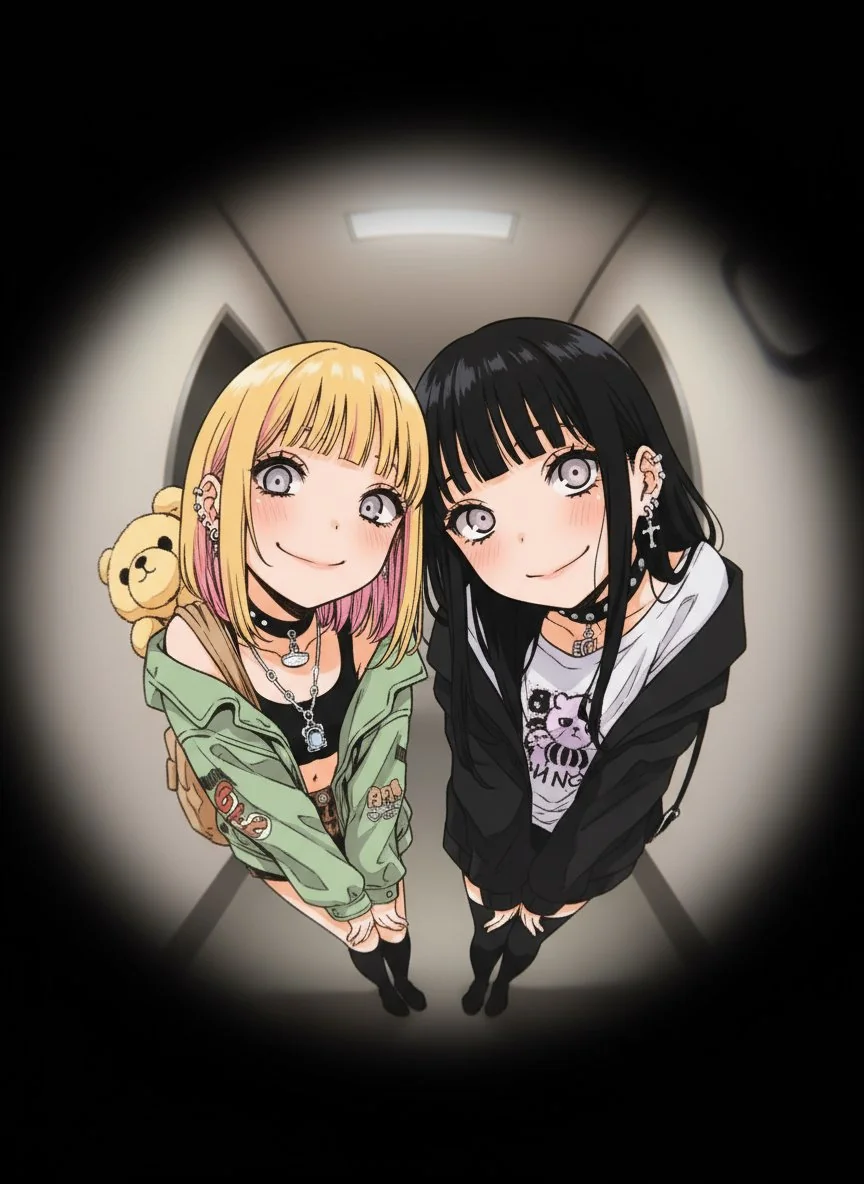 Anime fisheye illustration