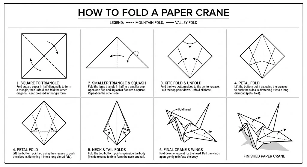 Paper crane infographic